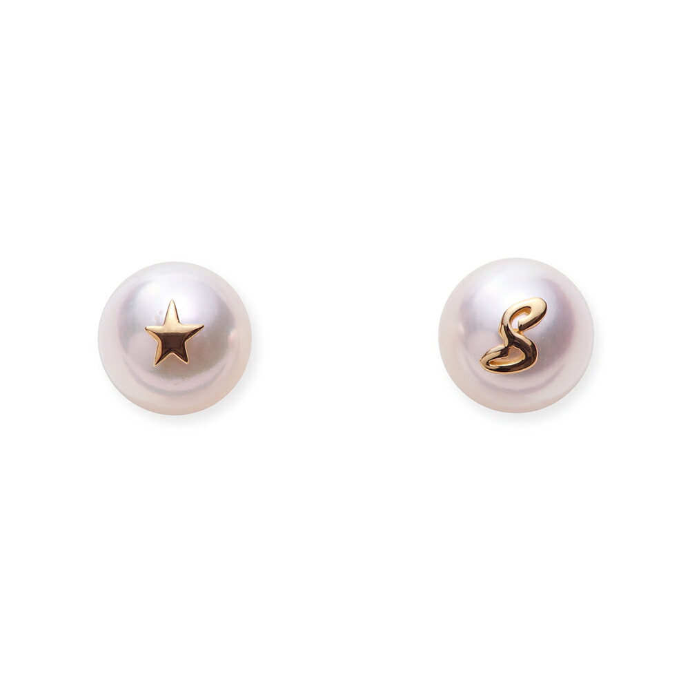 パール ピアス 真珠 イニシャル パール ピアス Ｓ　K18 レディース 18金 DES050200IN-S00000 ムーンレーベル Moon Label