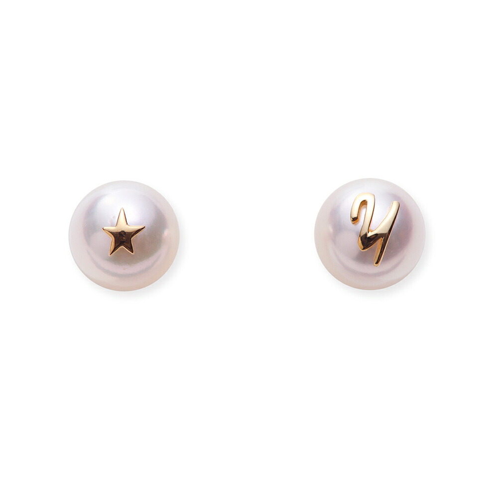 パール ピアス 真珠 イニシャル パール ピアス Ｙ　K18 レディース 18金 DES050200IN-Y00000 ムーンレーベル Moon Label