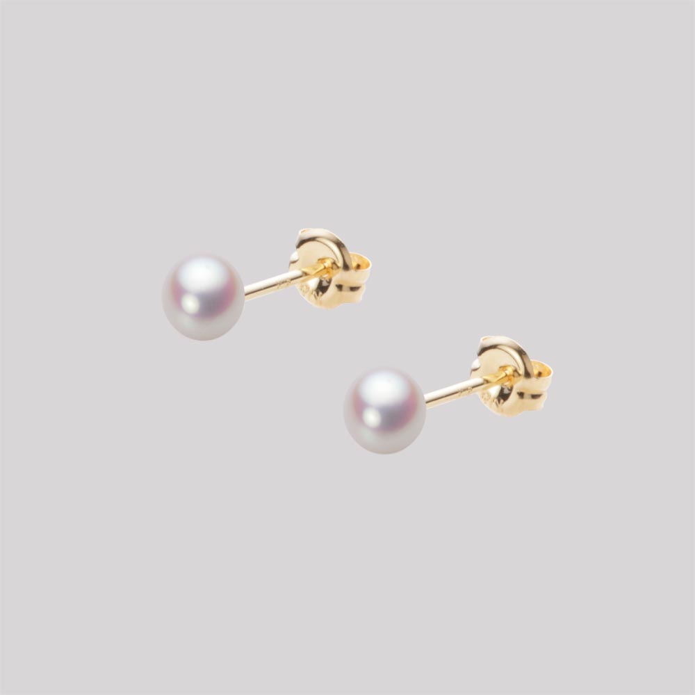 アコヤ ナチュラルグレー4.0mmベビーパールピアス18K
