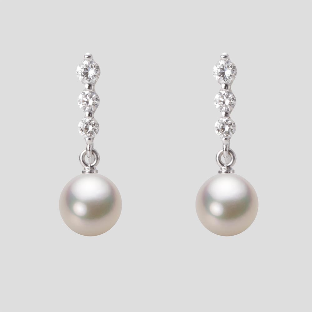 パール イヤリング あこや真珠 7.0mm アコヤ 真珠 イヤリング K18WG ホワイトゴールド 18金 レディース HA00070R13CW0805W0 ムーンレーベル Moon Label