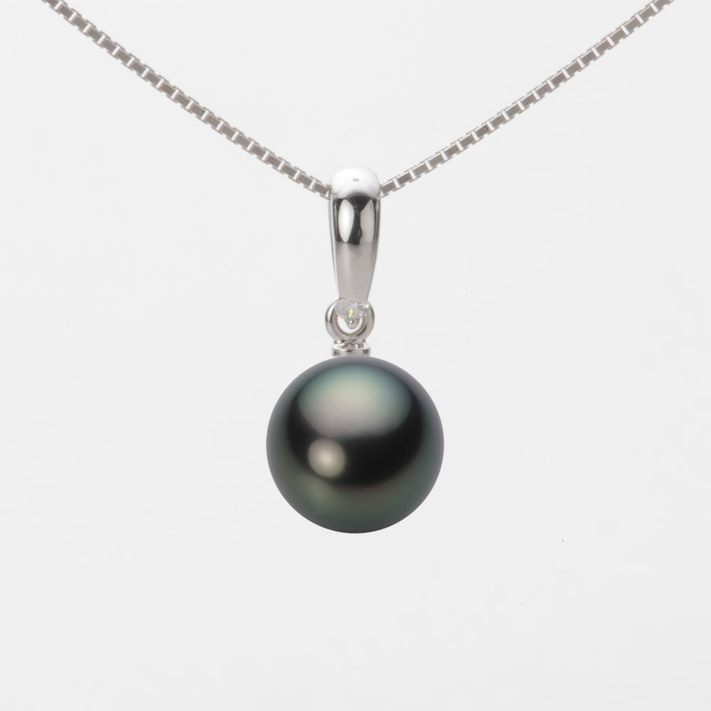ブラック パール ネックレス 一粒 8mm 黒蝶 真珠 ペンダント K18WG ホワイトゴールド 18金 レディース NB00008R11PC01500W ムーンレーベル Moon Label｜Moon Label　大月真珠 Online Shop