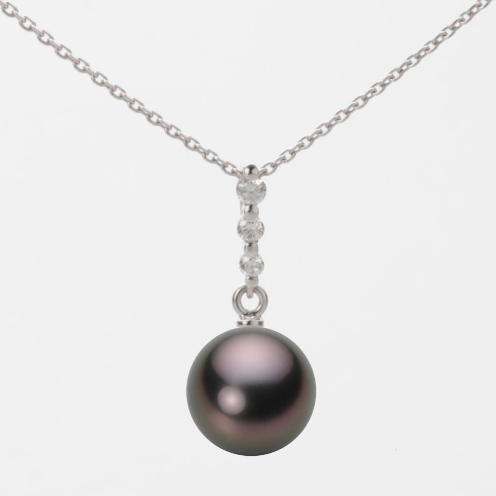 ブラック パール ネックレス 一粒 8mm 黒蝶 真珠 ペンダント K18WG ホワイトゴールド 18金 レディース NB00008R11RB0797W0 ムーンレーベル Moon Label