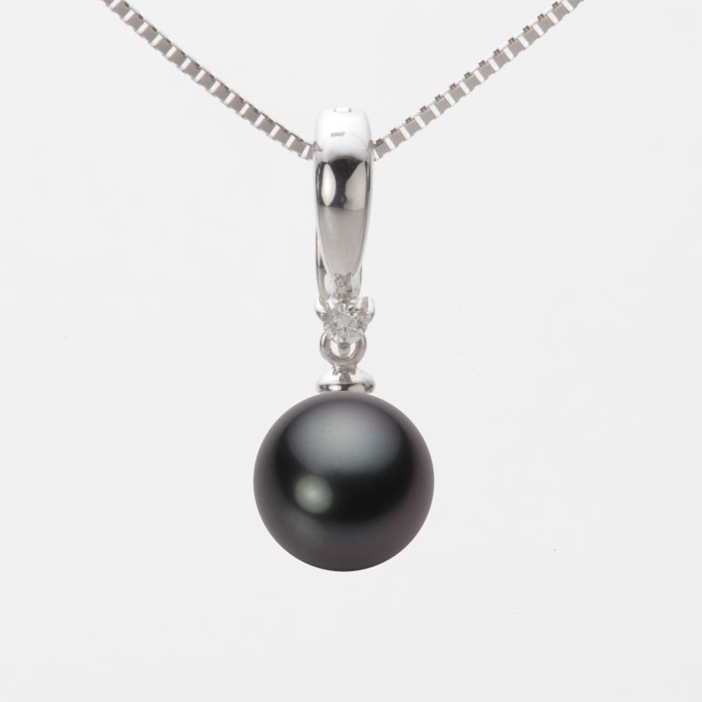 ブラック パール ネックレス 一粒 8mm 黒蝶 真珠 ペンダント K18WG ホワイトゴールド 18金 レディース NB00008R13BK0334W0 ムーンレーベル Moon Label｜Moon Label　大月真珠 Online Shop 107,250円