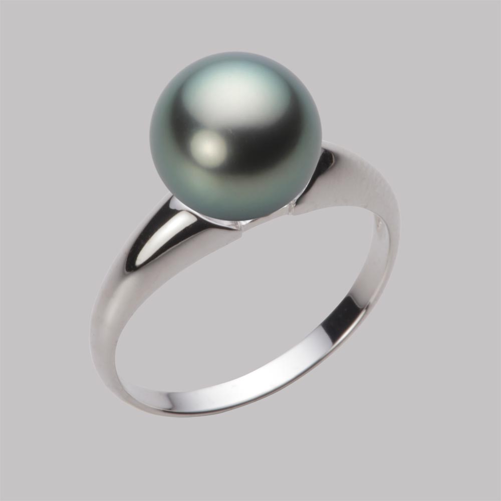 楽天市場】ブラック パール リング 指輪 14mm 黒蝶 真珠 リング