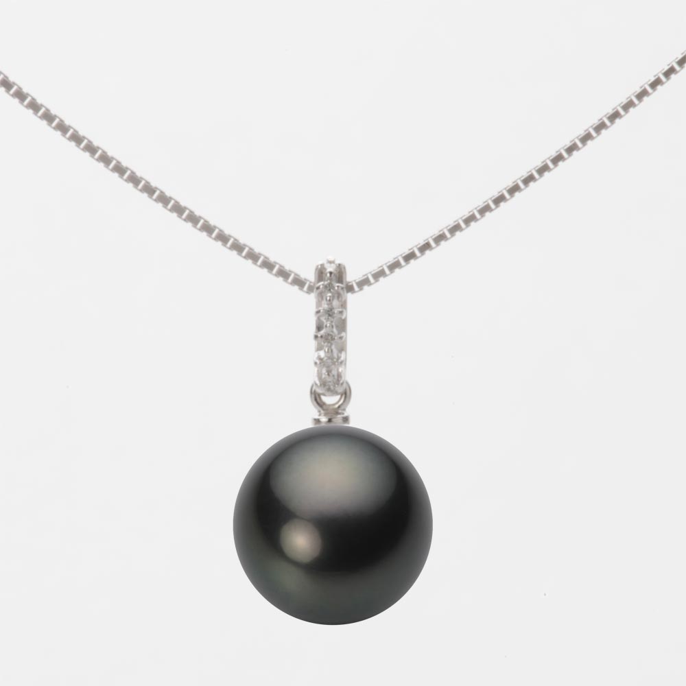 ブラック パール ネックレス 一粒 10mm 黒蝶 真珠 ペンダント K18WG ホワイトゴールド 18金 レディース NB00010R11BK01495W ムーンレーベル Moon Label｜Moon Label　大月真珠 Online Shop 109,450円