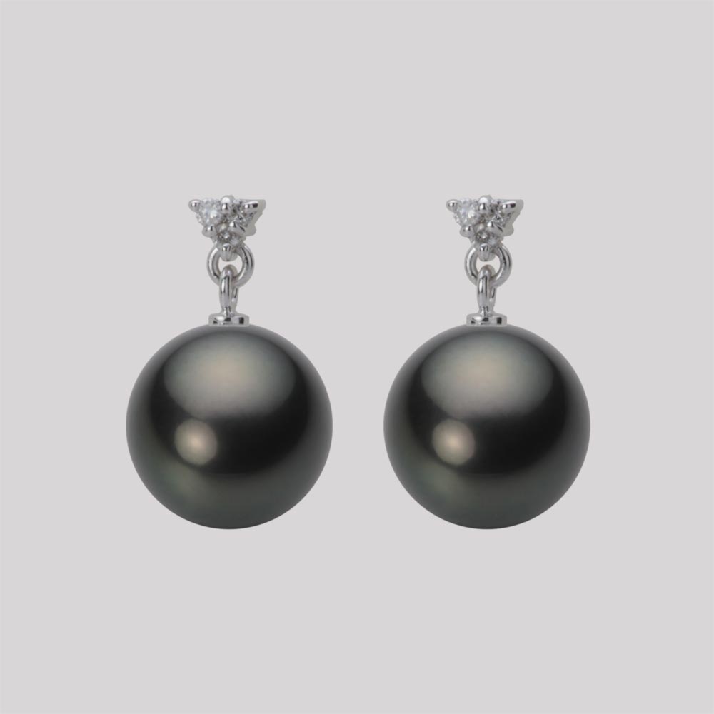 ブラック パール ピアス 10mm 黒蝶 真珠 ピアス K18WG ホワイトゴールド 18金 レディース NB00010R11BK0617W0 ムーンレーベル Moon Label｜Moon Label　大月真珠 Online Shop