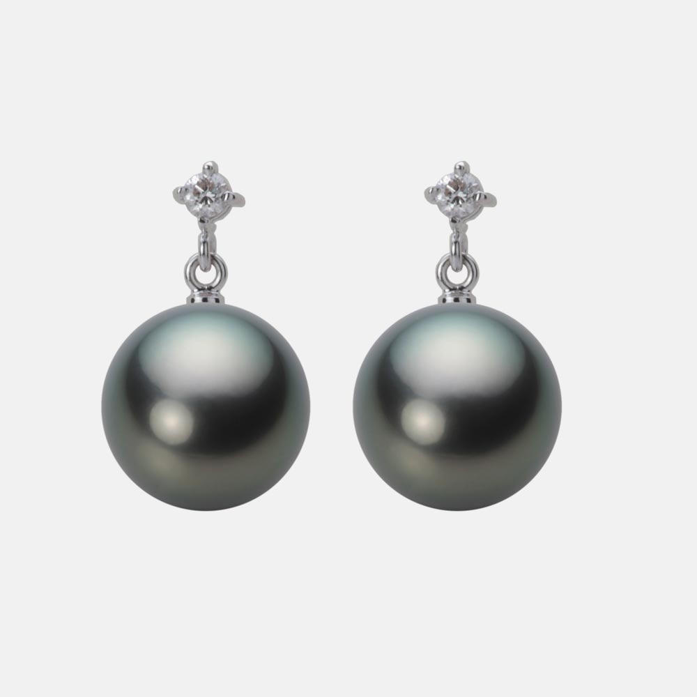 ブラック パール ピアス 10mm 黒蝶 真珠 ピアス K18WG ホワイトゴールド 18金 レディース NB00010R12DG0514W0 ムーンレーベル Moon Label