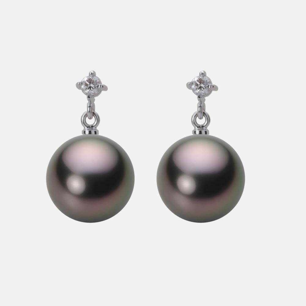 ブラック パール ピアス 10mm 黒蝶 真珠 ピアス K18WG ホワイトゴールド 18金 レディース NB00010R12RB0514W0 ムーンレーベル Moon Label