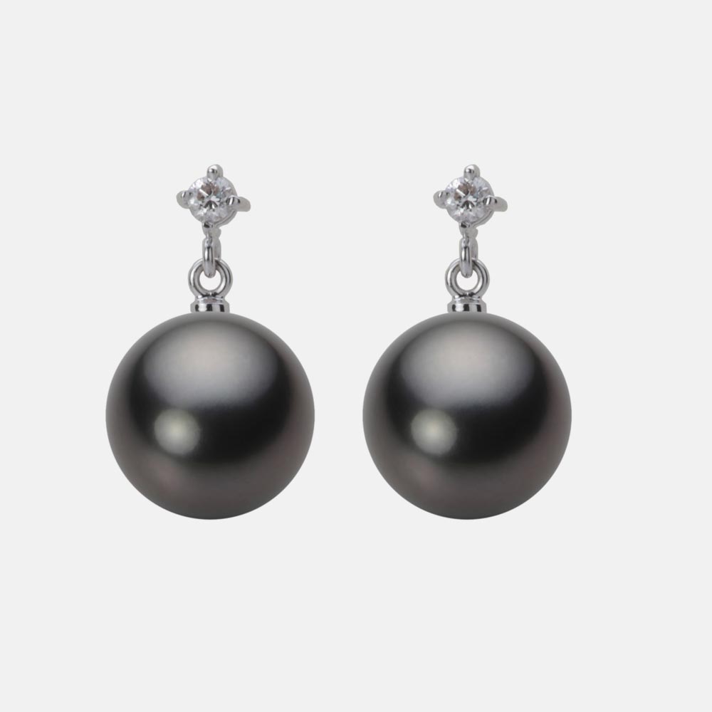 ブラック パール ピアス 10mm 黒蝶 真珠 ピアス K18WG ホワイトゴールド 18金 レディース NB00010R13PC0514W0 ムーンレーベル Moon Label｜Moon Label　大月真珠 Online Shop