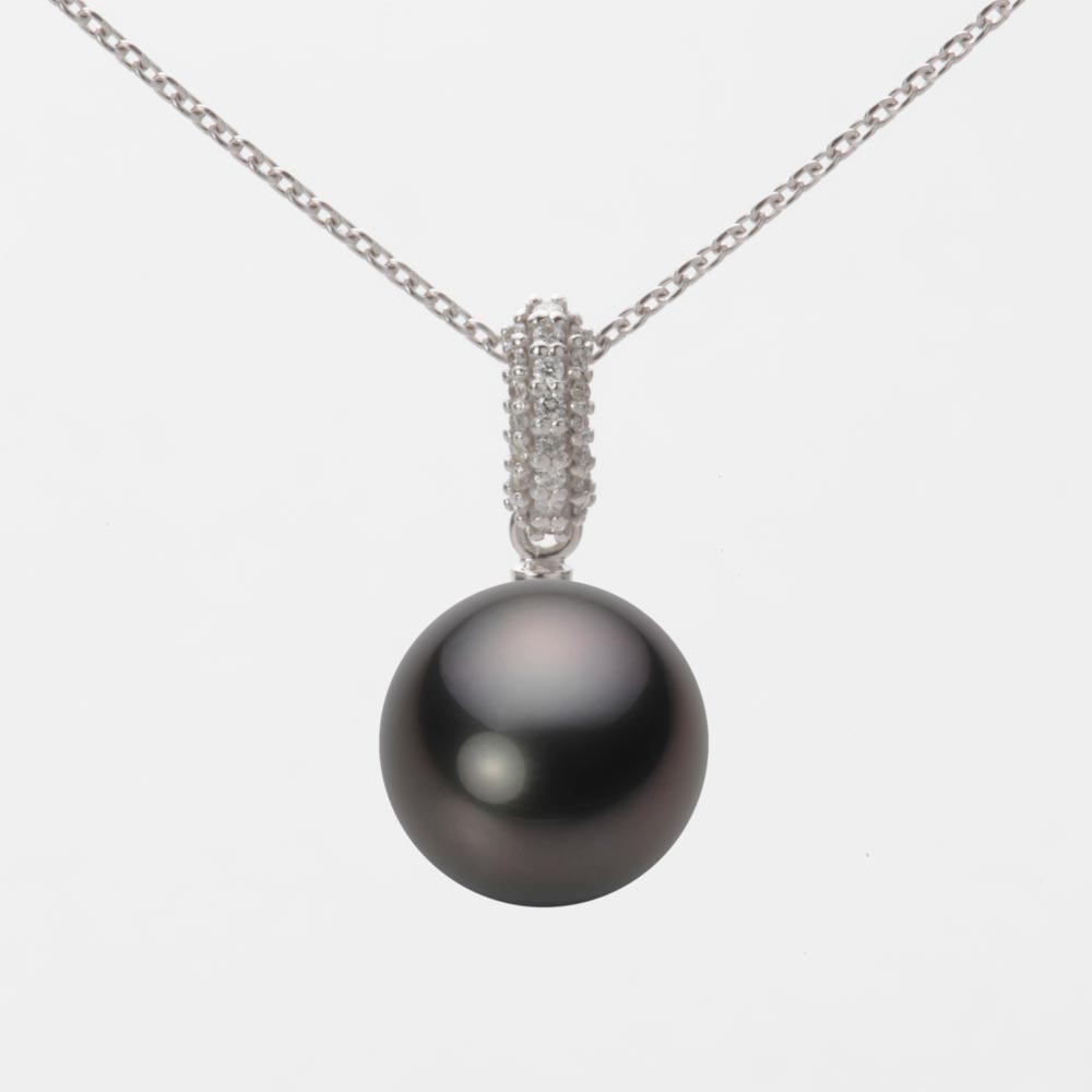 ブラック パール ネックレス 一粒 10mm 黒蝶 真珠 ペンダント K18WG ホワイトゴールド 18金 レディース NB00010R22BK01489W ムーンレーベル Moon Label