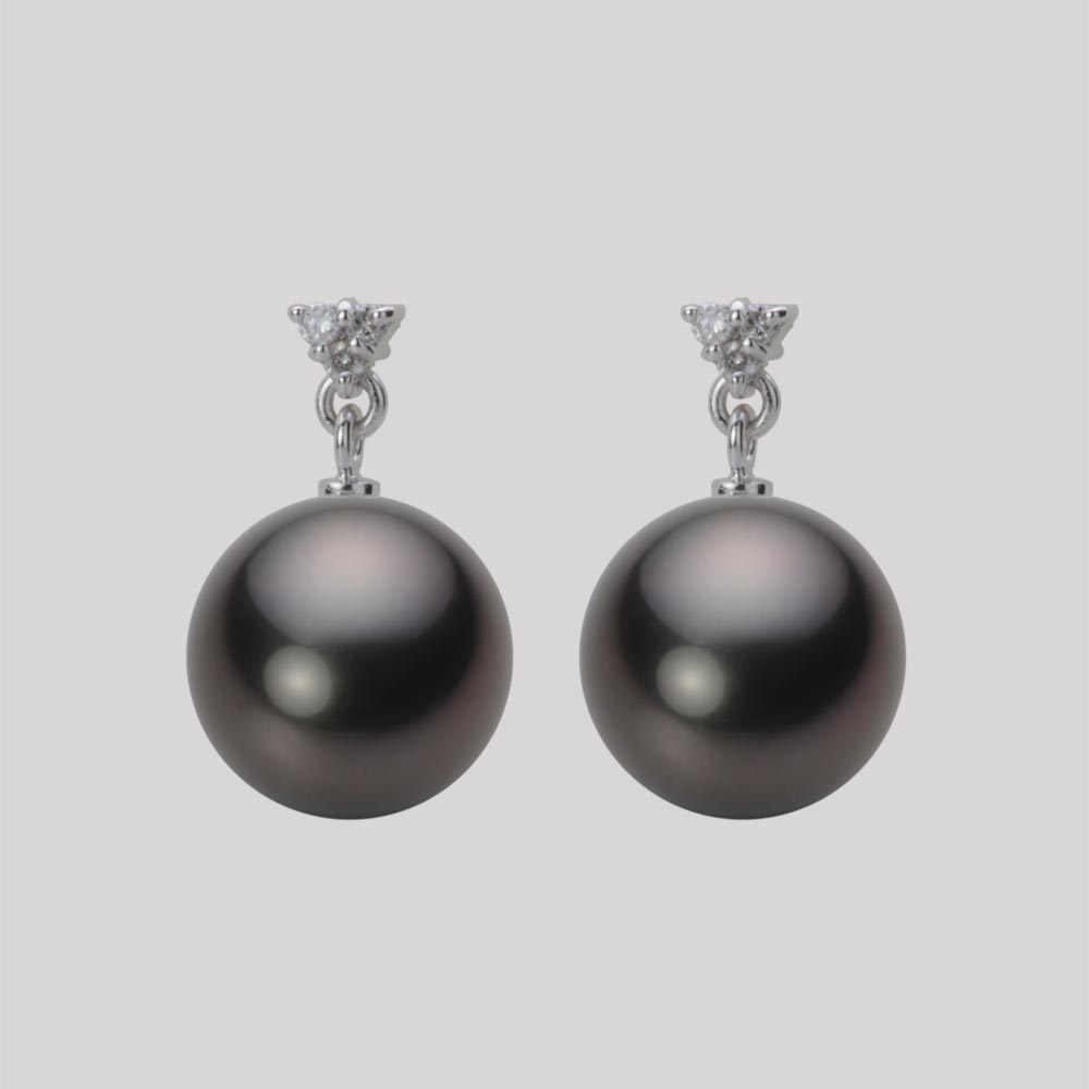 ブラック パール ピアス 10mm 黒蝶 真珠 ピアス K18WG ホワイトゴールド 18金 レディース NB00010R22BK0617W0 ムーンレーベル Moon Label|Moon Label 大月真珠 Online Shop