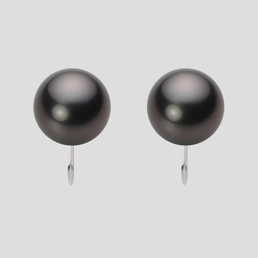 ブラック パール イヤリング 10mm 黒蝶 真珠 イヤリング PT900 プラチナ レディース NB00010R22BK0Y09P0 ムーンレーベル Moon Label