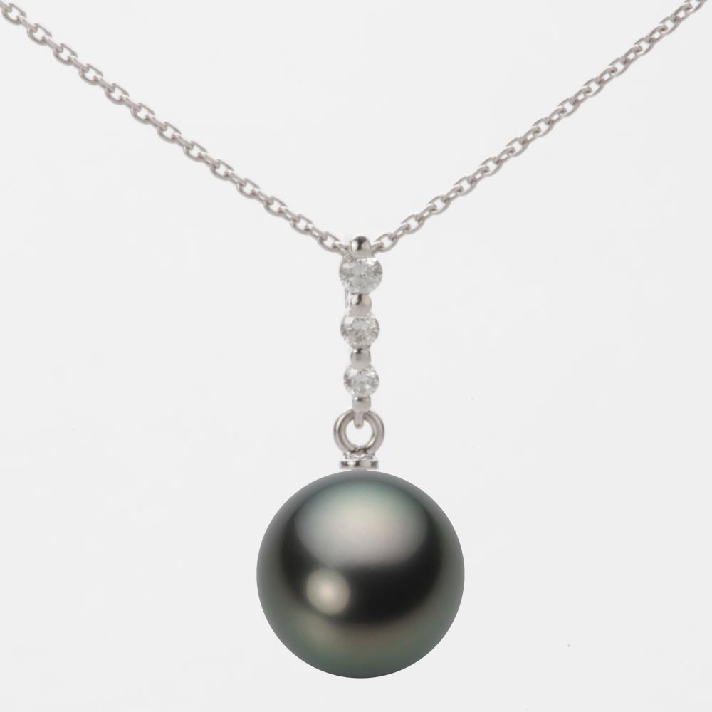 ブラック パール ネックレス 一粒 10mm 黒蝶 真珠 ペンダント K18WG ホワイトゴールド 18金 レディース NB00010R22PC0797W0 ムーンレーベル Moon Label