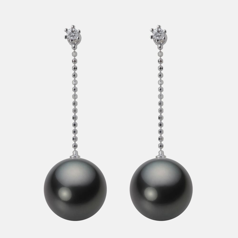 ブラック パール ピアス 11mm 黒蝶 真珠 ピアス K18WG ホワイトゴールド 18金 レディース NB00011R11BK0808W0 ムーンレーベル Moon Label