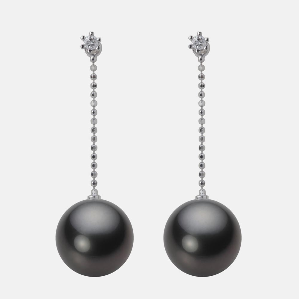 ブラック パール ピアス 11mm 黒蝶 真珠 ピアス K18WG ホワイトゴールド 18金 レディース NB00011R13BK0808W0 ムーンレーベル Moon Label