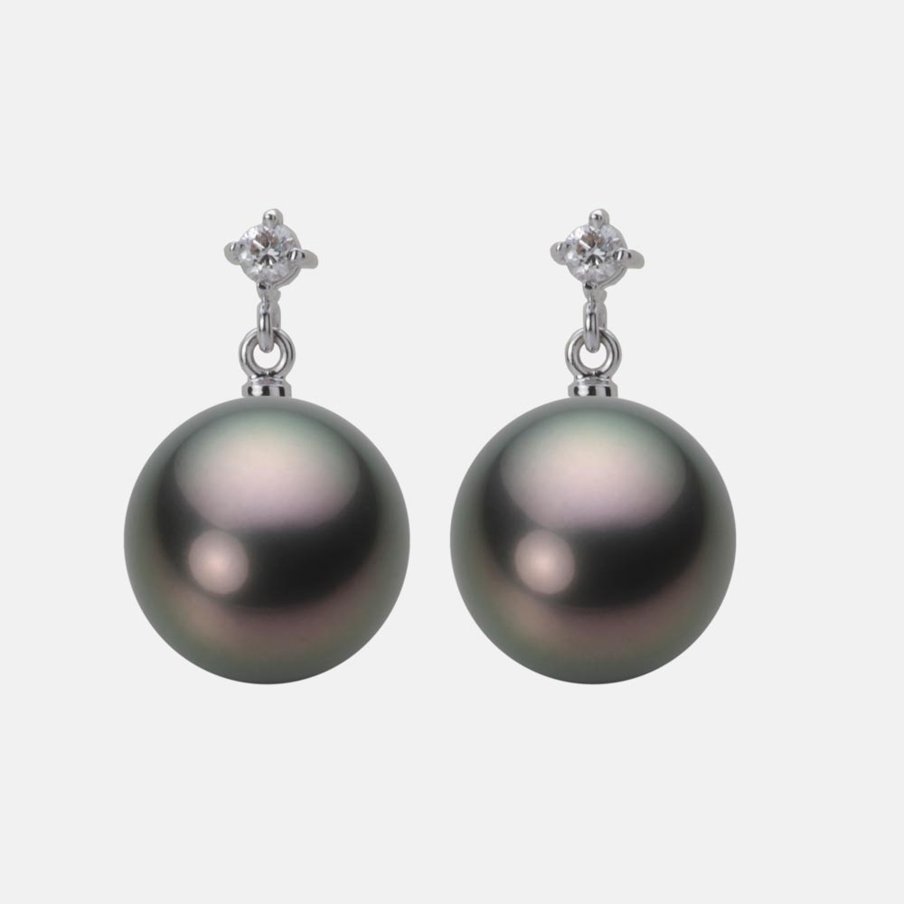 ブラック パール ピアス 11mm 黒蝶 真珠 ピアス K18WG ホワイトゴールド 18金 レディース NB00011R22RB0514W0 ムーンレーベル Moon Label｜Moon Label　大月真珠 Online Shop