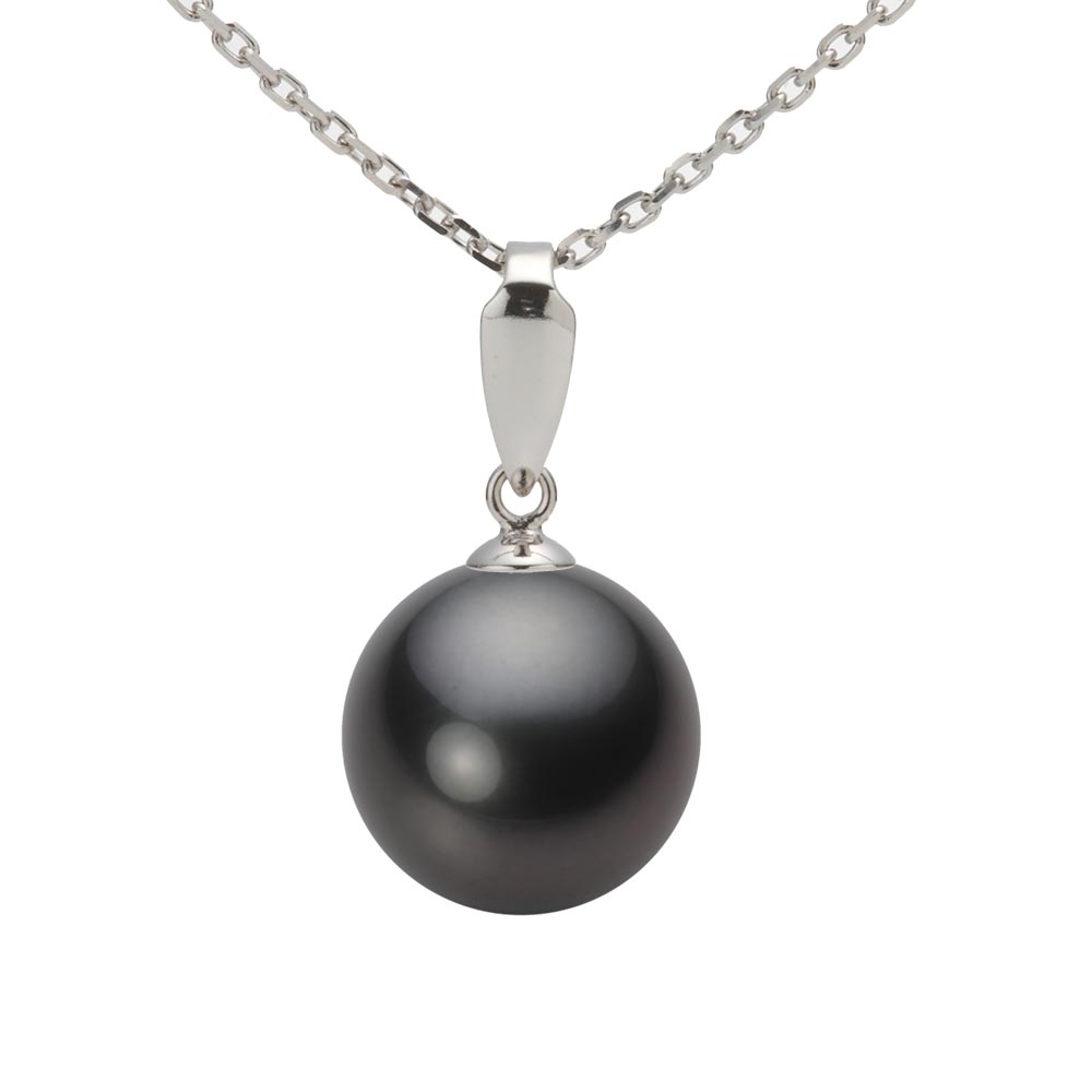 ブラック パール ネックレス 一粒 11mm 黒蝶 真珠 ペンダント K18WG ホワイトゴールド 18金 レディース NB00011R23BK0ZB5LW ムーンレーベル Moon Label