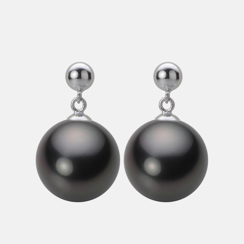 ブラック パール ピアス 12mm 黒蝶 真珠 ピアス K14WG ホワイトゴールド レディース NB00012R11BK0PA20W ムーンレーベル Moon Label