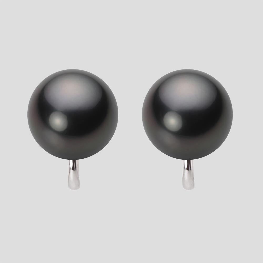 ブラック パール イヤリング 12mm 黒蝶 真珠 イヤリング K14WG ホワイトゴールド レディース NB00012R11BK0Y04W0 ムーンレーベル Moon Label|Moon Label 大月真珠 Online Shop