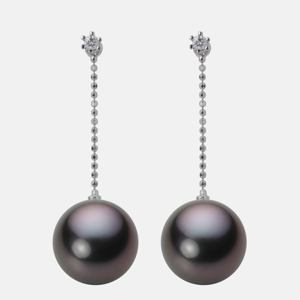 ブラック パール ピアス 12mm 黒蝶 真珠 ピアス K18WG ホワイトゴールド 18金 レディース NB00012R12BK0808W0 ムーンレーベル Moon Label