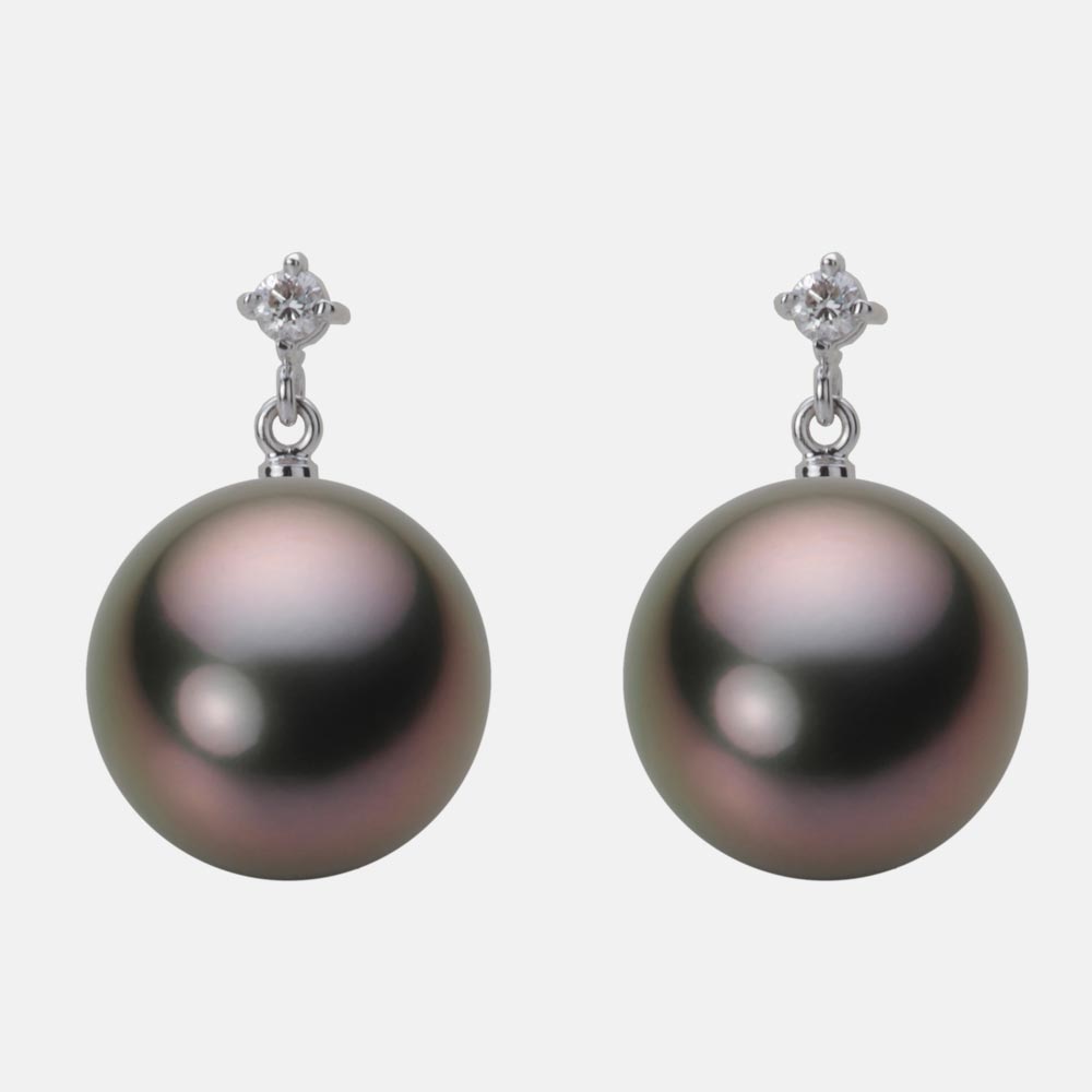 ブラック パール ピアス 12mm 黒蝶 真珠 ピアス K18WG ホワイトゴールド 18金 レディース NB00012R12RB0514W0 ムーンレーベル Moon Label