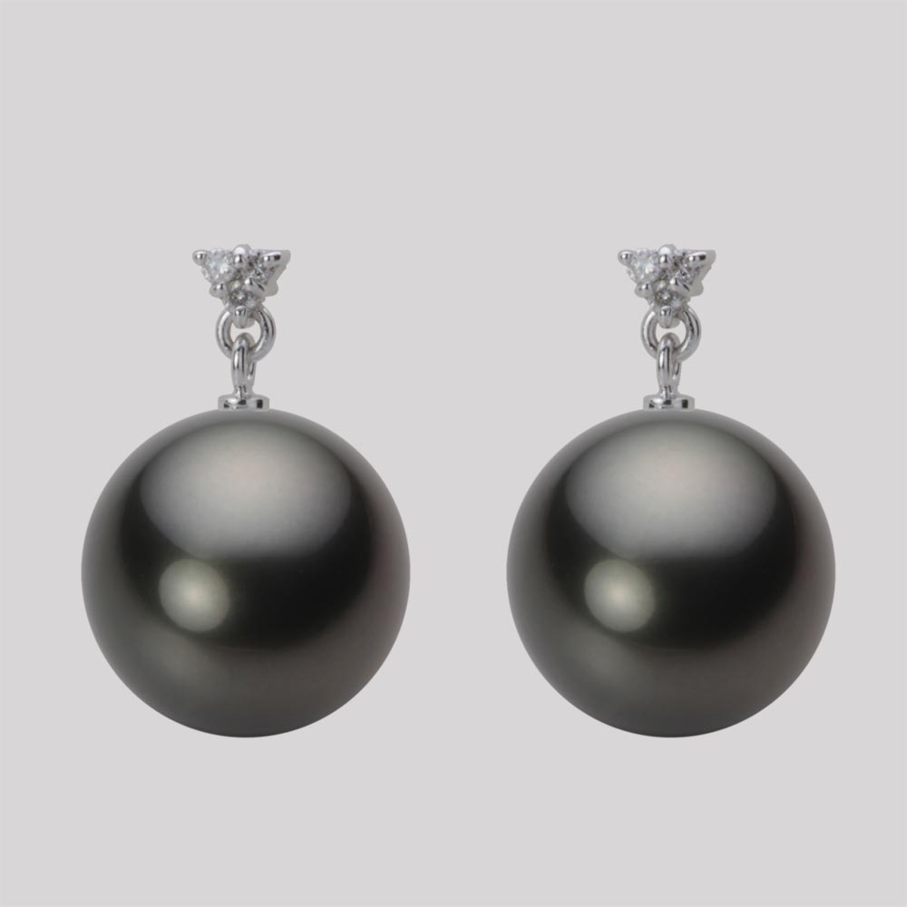 ブラック パール ピアス 12mm 黒蝶 真珠 ピアス K18WG ホワイトゴールド 18金 レディース NB00012R13PC0617W0 ムーンレーベル Moon Label