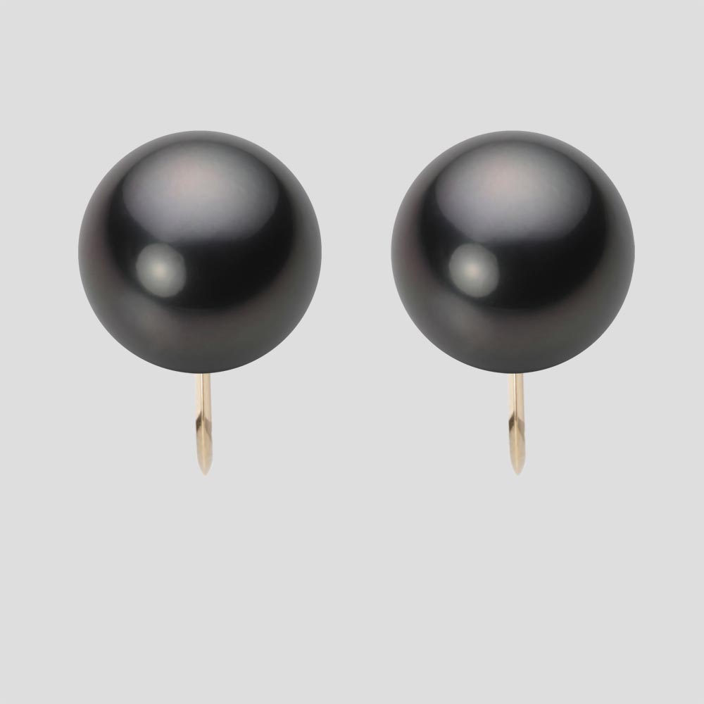 ブラック パール イヤリング 12mm 黒蝶 真珠 イヤリング K18 イエローゴールド 18金 レディース NB00012R21BK0Y06Y0 ムーンレーベル Moon Label