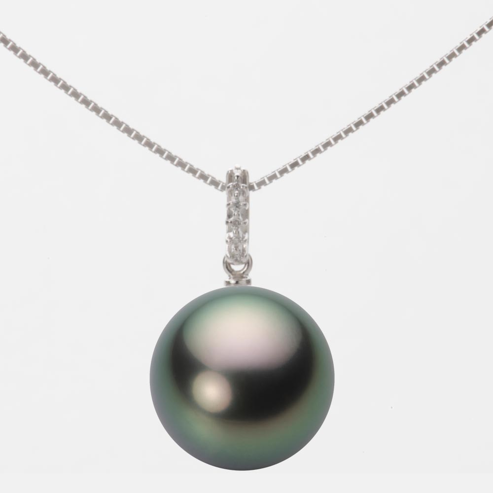 ブラック パール ネックレス 一粒 12mm 黒蝶 真珠 ペンダント K18WG ホワイトゴールド 18金 レディース NB00012R21PC01495W ムーンレーベル Moon Label