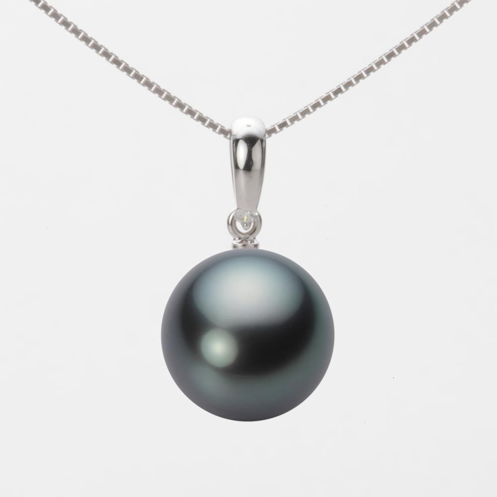 ブラック パール ネックレス 一粒 12mm 黒蝶 真珠 ペンダント K18WG ホワイトゴールド 18金 レディース NB00012R22DG01500W ムーンレーベル Moon Label