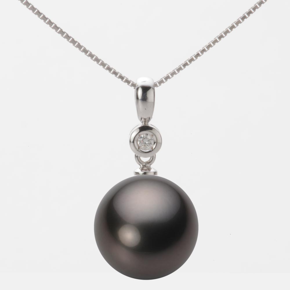 ブラック パール ネックレス 一粒 12mm 黒蝶 真珠 ペンダント K18WG ホワイトゴールド 18金 レディース NB00012R23BK0725W0 ムーンレーベル Moon Label
