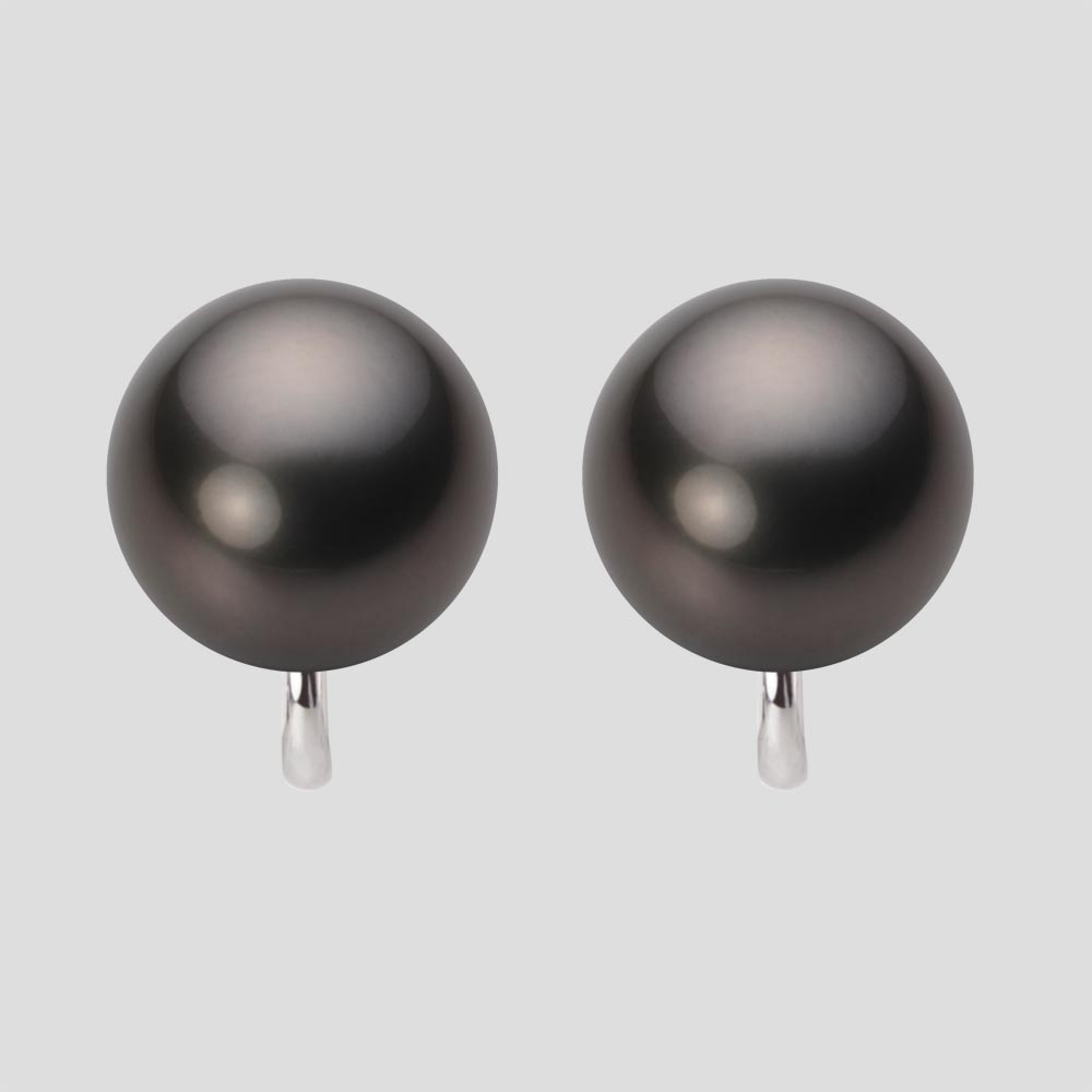 ブラック パール イヤリング 12mm 黒蝶 真珠 イヤリング K14WG ホワイトゴールド レディース NB00012R23BK0Y04W0 ムーンレーベル Moon Label