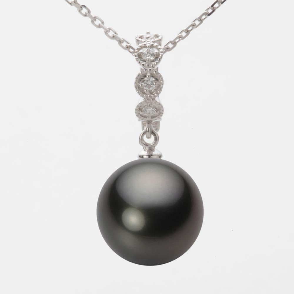 ブラック パール ネックレス 一粒 12mm 黒蝶 真珠 ペンダント K18WG ホワイトゴールド 18金 レディース NB00012R23PC0290W0 ムーンレーベル Moon Label