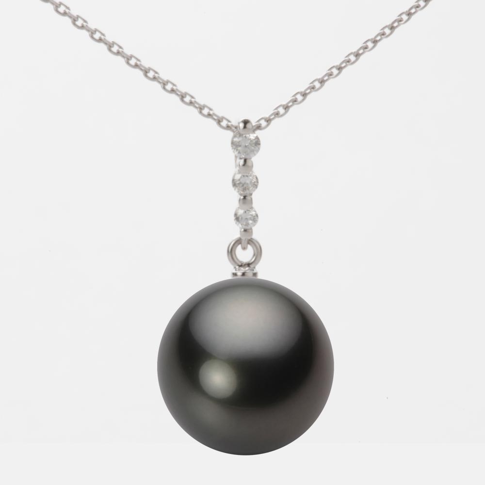 ブラック パール ネックレス 一粒 12mm 黒蝶 真珠 ペンダント K18WG ホワイトゴールド 18金 レディース NB00012R23PC0797W0 ムーンレーベル Moon Label