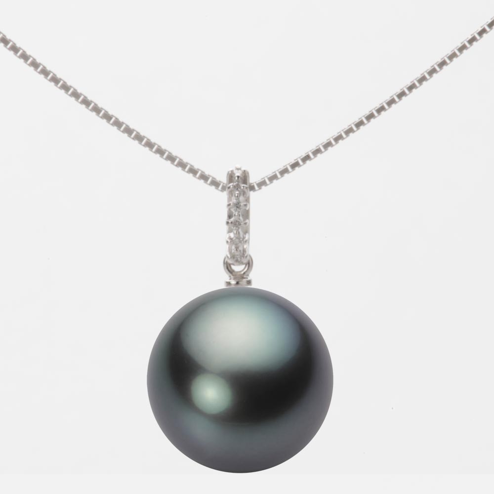 ブラック パール ネックレス 一粒 13mm 黒蝶 真珠 ペンダント K18WG ホワイトゴールド 18金 レディース NB00013R22DG01495W ムーンレーベル Moon Label