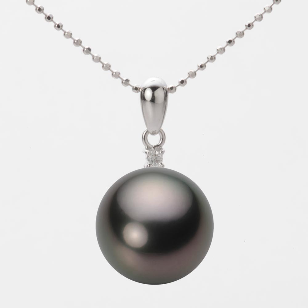 ブラック パール ネックレス 一粒 13mm 黒蝶 真珠 ペンダント K18WG ホワイトゴールド 18金 レディース NB00013R22PC0904W0 ムーンレーベル Moon Label