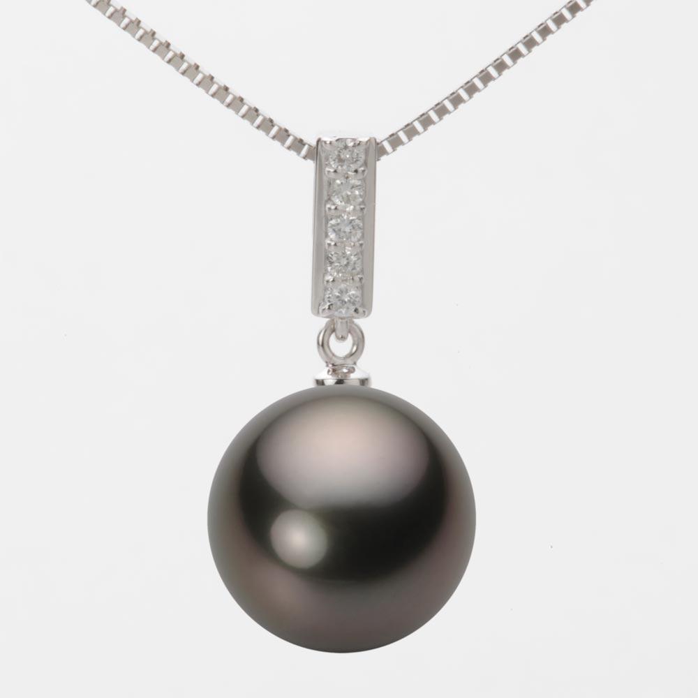 ブラック パール ネックレス 一粒 13mm 黒蝶 真珠 ペンダント K18WG ホワイトゴールド 18金 レディース NB00013R23BK0314W0 ムーンレーベル Moon Label