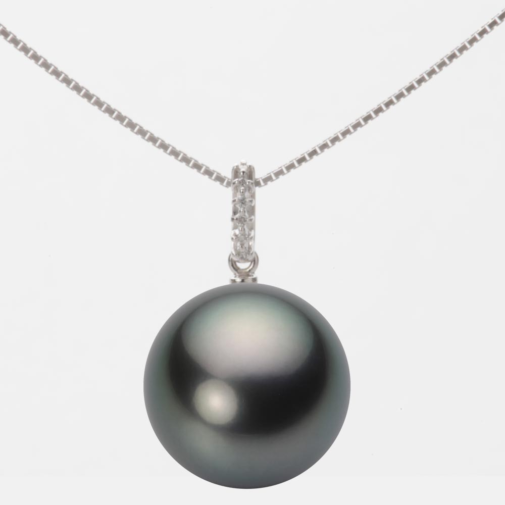 ブラック パール ネックレス 一粒 14mm 黒蝶 真珠 ペンダント K18WG ホワイトゴールド 18金 レディース NB00014R22PC01495W ムーンレーベル Moon Label|Moon Label 大月真珠 Online Shop