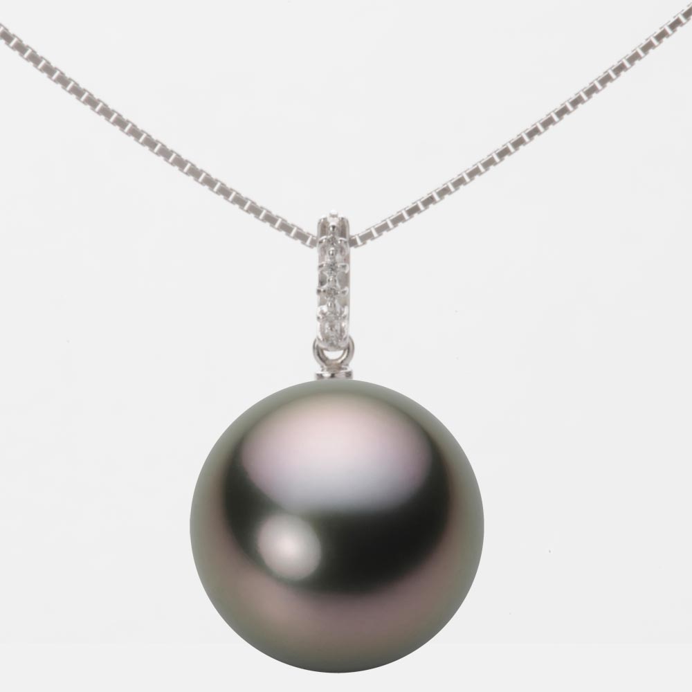 ブラック パール ネックレス 一粒 14mm 黒蝶 真珠 ペンダント K18WG ホワイトゴールド 18金 レディース NB00014R22RB01495W ムーンレーベル Moon Label|Moon Label 大月真珠 Online Shop