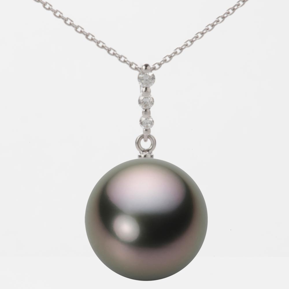 ブラック パール ネックレス 一粒 14mm 黒蝶 真珠 ペンダント K18WG ホワイトゴールド 18金 レディース NB00014R22RB0797W0 ムーンレーベル Moon Label
