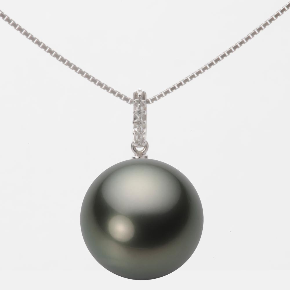 ブラック パール ネックレス 一粒 14mm 黒蝶 真珠 ペンダント K18WG ホワイトゴールド 18金 レディース NB00014R23PC01495W ムーンレーベル Moon Label