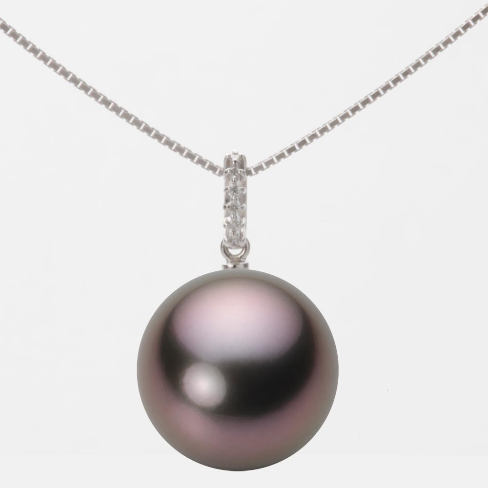 ブラック パール ネックレス 一粒 14mm 黒蝶 真珠 ペンダント K18WG ホワイトゴールド 18金 レディース NB00014R23RB01495W ムーンレーベル Moon Label