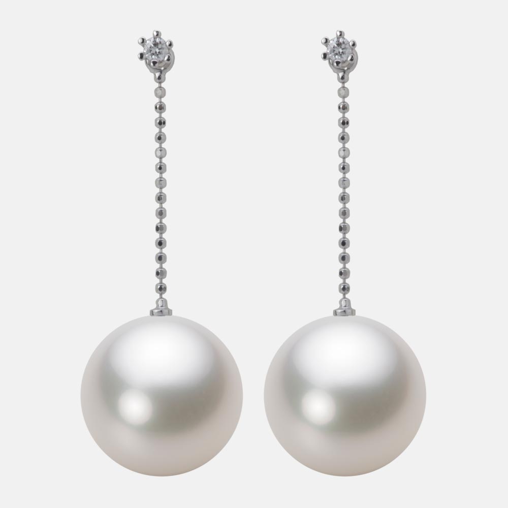 南洋真珠 パール ピアス 13mm 白蝶 真珠 ピアス K18WG ホワイトゴールド 18金 レディース NW00013R23WH0808W0 ムーンレーベル Moon Label