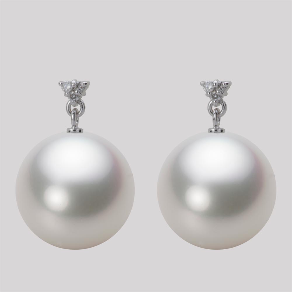南洋真珠 パール ピアス 14mm 白蝶 真珠 ピアス K18WG ホワイトゴールド 18金 レディース NW00014R22WH0617W0 ムーンレーベル Moon Label|Moon Label 大月真珠 Online Shop