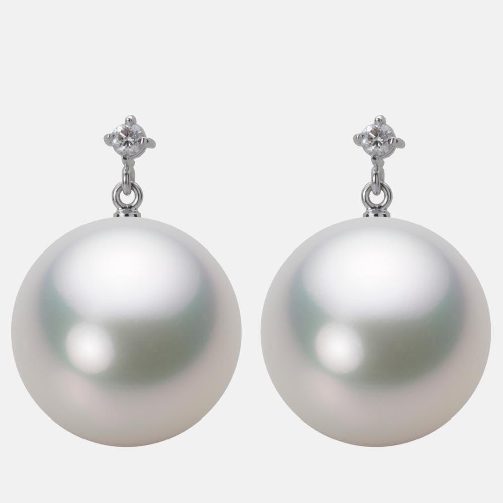 数量限定価格・テリ◎ 白蝶真珠15mm K18YG 本真珠 パールピアス