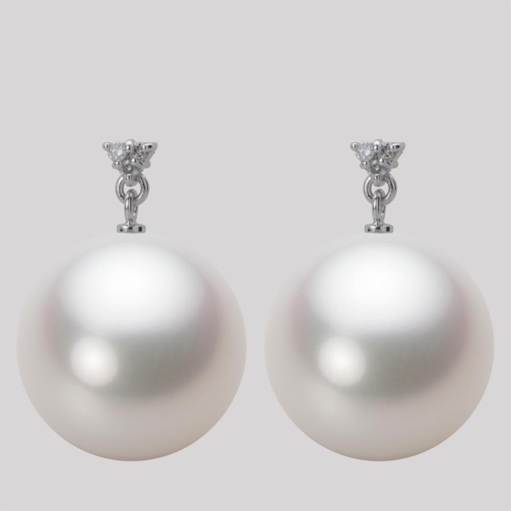 楽天市場】南洋真珠 パール ピアス 15mm 白蝶 真珠 ピアス K18WG