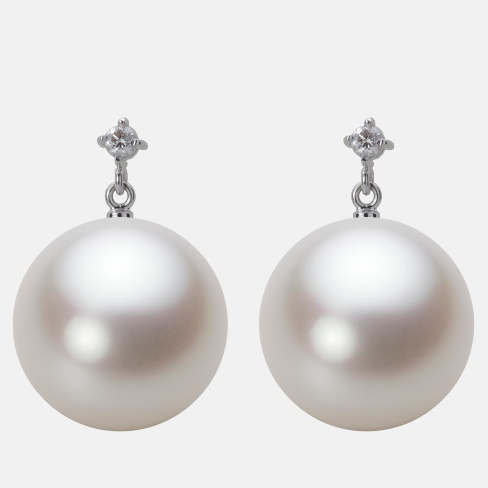 楽天市場】南洋真珠 パール ピアス 15mm 白蝶 真珠 ピアス K18WG