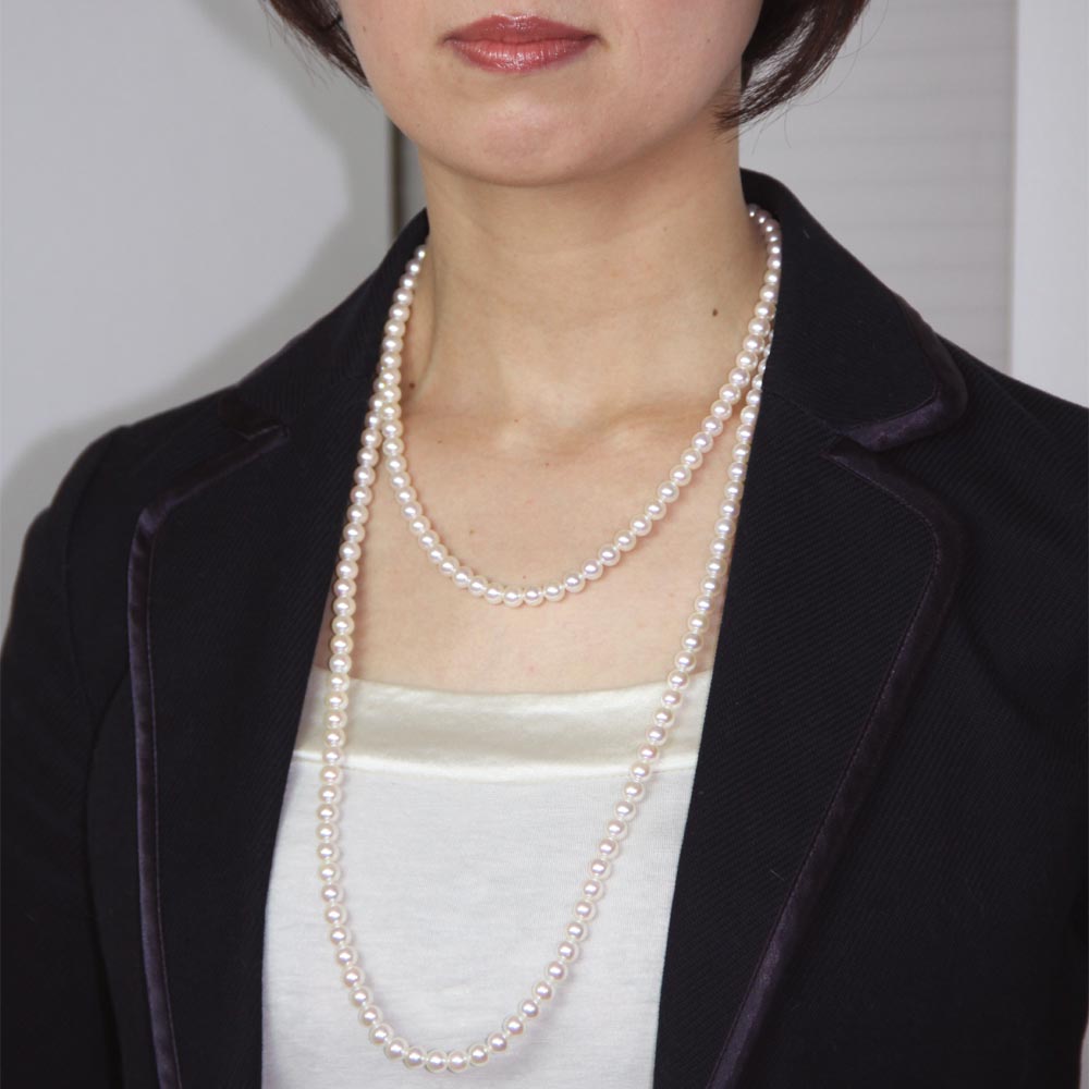 【楽天市場】パール ネックレス ロング あこや真珠 6.5mm アコヤ真珠 120cm ロング パールネックレス レディース