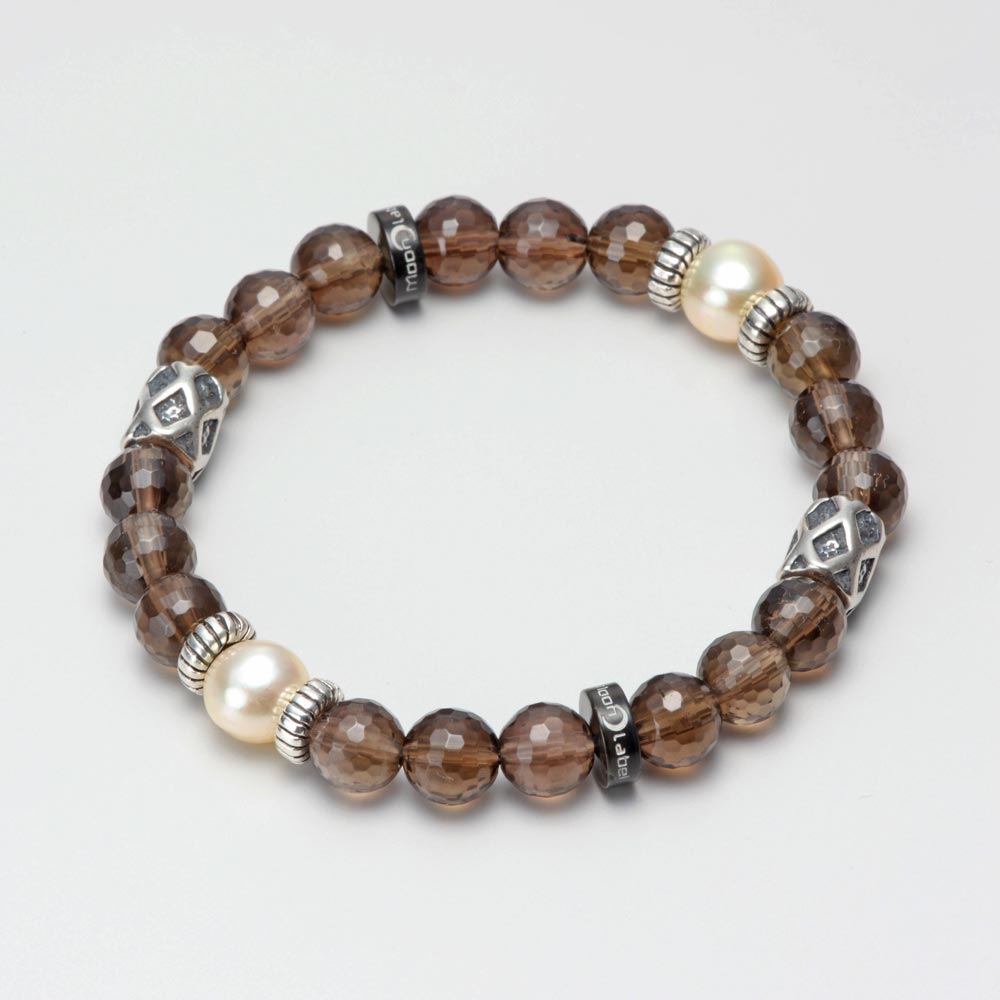 【尖んがり10倍】 メンズ  腕輪 Genuine Stone スモーキークォーツ ブレス メンズ MEN0705GENST-3M000 お月さま付け紙 Moon Label