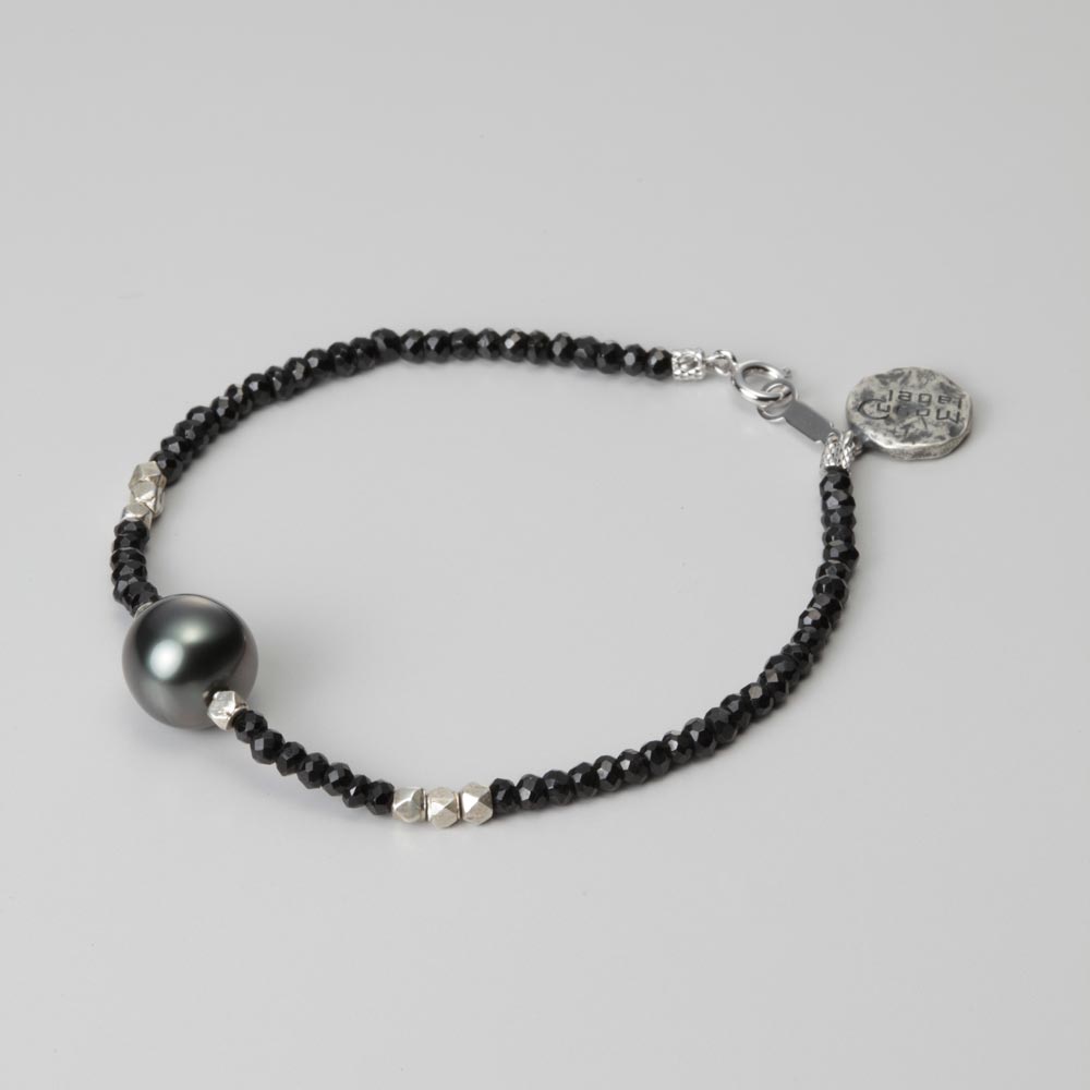 メンズ  ブレスレット ブラックパール スピネル ブレス メンズ MEN0705M0-SPI00000 ムーンレーベル Moon Label