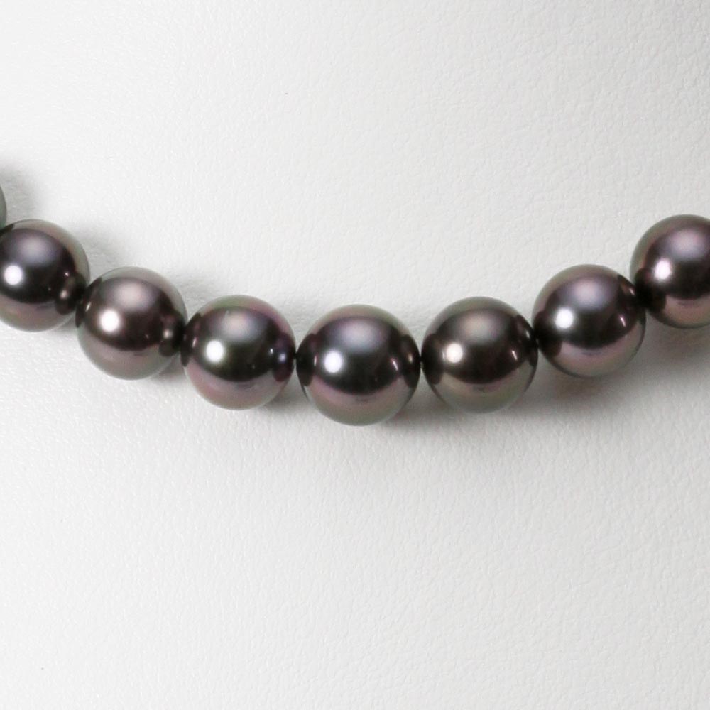 【糸替え】テリ最強◎ 黒蝶真珠/クロチョウ パールネックレス 10mm-12.8 糸替え】テリ最強◎ 黒蝶真珠/クロチョウ パールネックレス 10mm-12.8